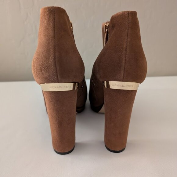 Michael Kors Zip Up Booties With Gold Hardware - Women Sz 7.5M - Picture 4 of 7